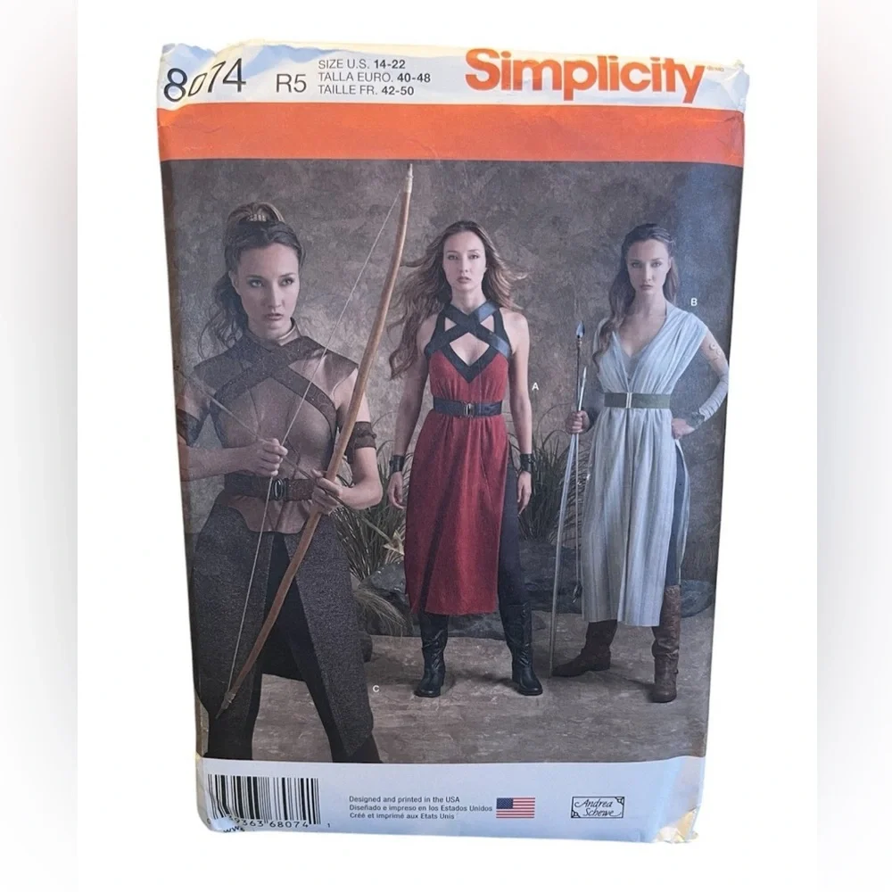 Plus SZ Simplicity 8074 Warrior Costume Sewing Pattern Plus Size 14–22  Cosplay